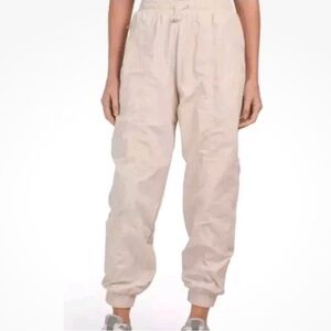 WILO The Label Beige Jogger Pants Elastic Waist Drawstring Size L